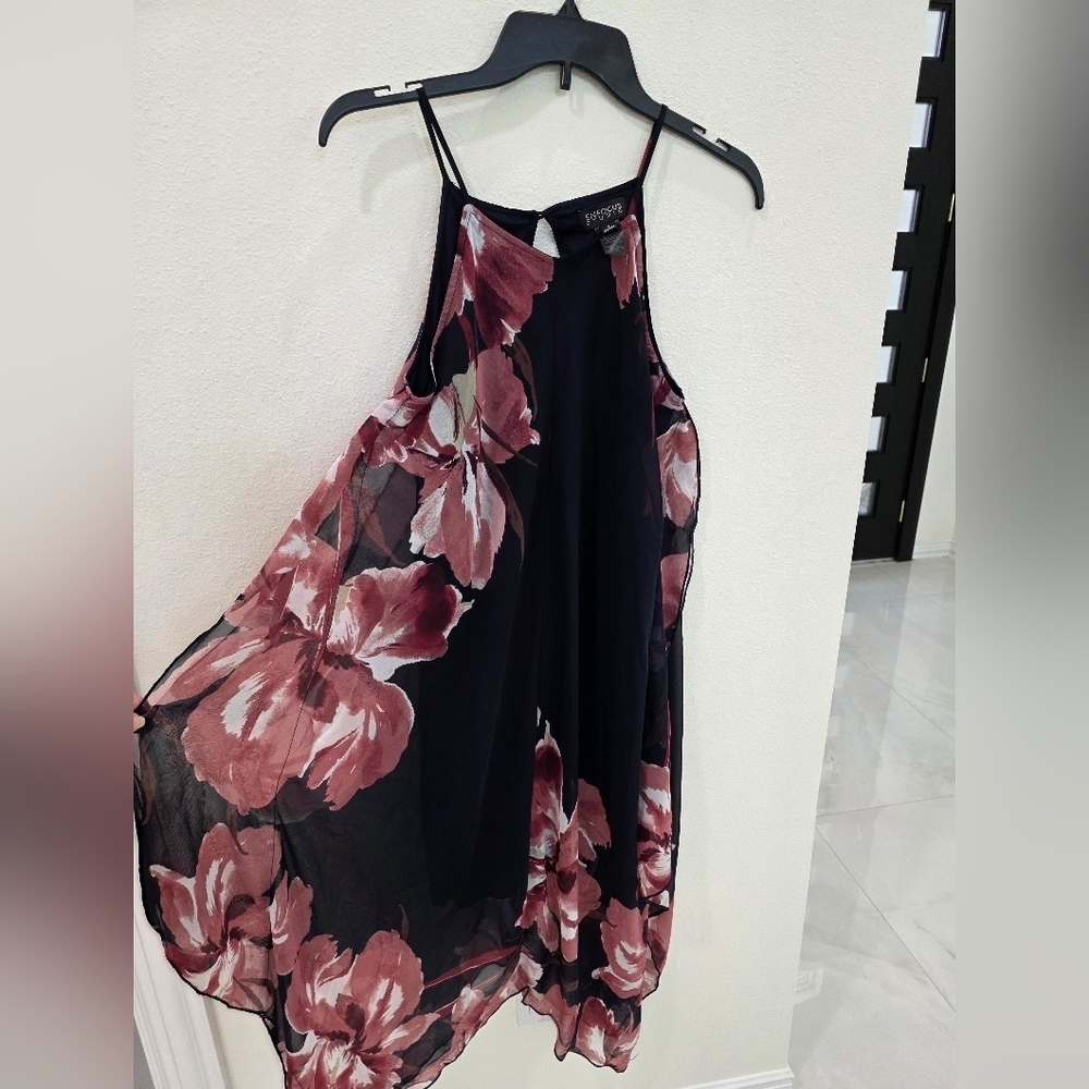 Floral Halter Dress Navy And Purple / Pink Size Small Summer Dress